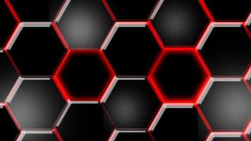 Fondo de tecnología abstracta de hexágono gris oscuro de renderizado 3d con iluminación brillante de color rojo bajo hexágono foto