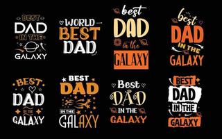 Dad typographic t shirt design set bundle for free vector