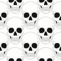 Vector monochrome illustration, seamless pattern with skulls. Sugar skull. The day of the Dead.