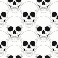 Vector monochrome illustration, seamless pattern with skulls. Sugar skull. The day of the Dead.