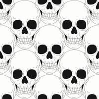 Vector monochrome illustration, seamless pattern with skulls. Sugar skull. The day of the Dead.