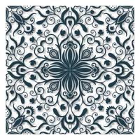 Traditional ornate portuguese tiles azulejos. Vintage pattern for textile design. Geometric mosaic, majolica. vector