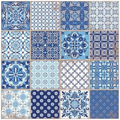 Traditional ornate portuguese tiles azulejos. Vintage pattern for textile design.