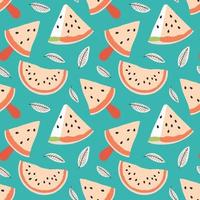 Vector seamless pattern with watermelon and ice cream.