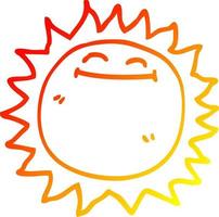 warm gradient line drawing cartoon shining sun vector