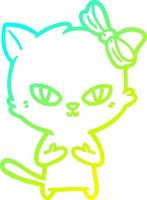 cold gradient line drawing cute cartoon cat vector