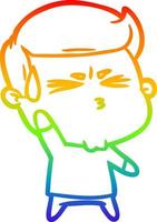 rainbow gradient line drawing cartoon happy man running vector