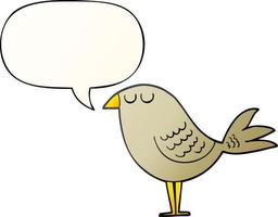 cartoon bird and speech bubble in smooth gradient style vector