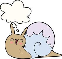 cute cartoon snail and thought bubble vector