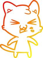 warm gradient line drawing cartoon cat hissing vector