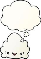 cartoon cloud and thought bubble in smooth gradient style vector