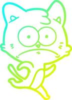 cold gradient line drawing cartoon nervous cat vector