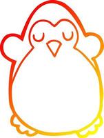 warm gradient line drawing cartoon penguin vector