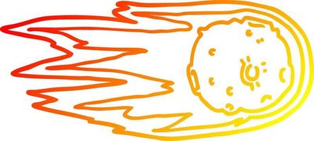 warm gradient line drawing cartoon comet vector