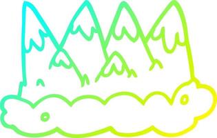 cold gradient line drawing cartoon mountains vector