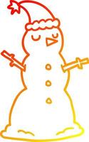 warm gradient line drawing cartoon snowman vector