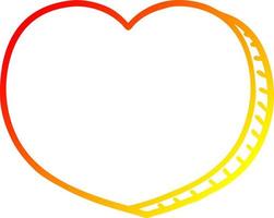 warm gradient line drawing cartoon love heart vector