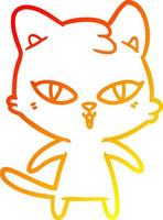 warm gradient line drawing cartoon cat vector