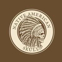 insignia del logotipo del cráneo nativo americano vector