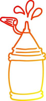 warm gradient line drawing cartoon ketchup bottle