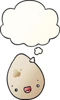 cartoon egg and thought bubble in smooth gradient style vector