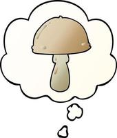 cartoon mushroom and thought bubble in smooth gradient style vector