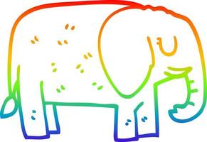 dibujo de línea de gradiente de arco iris elefante de dibujos animados parado quieto vector