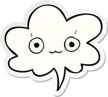 cute cartoon face and speech bubble sticker vector