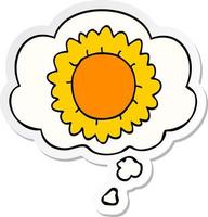 cartoon flower and thought bubble as a printed sticker vector