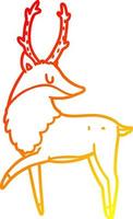 warm gradient line drawing cartoon stag vector