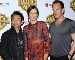 las vegas, 12 de abril - james wan, vera farmiga, patrick wilson en la presentación de imágenes de warner bros en cinemacon en el caesars palace el 12 de abril de 2016 en las vegas, ca foto