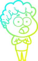 cold gradient line drawing cartoon man gasping in surprise vector