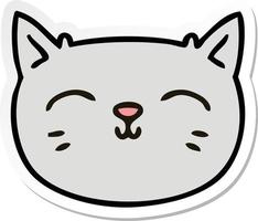 sticker of a quirky hand drawn cartoon cat face vector