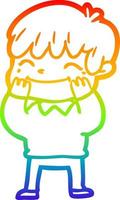rainbow gradient line drawing cartoon happy boy vector