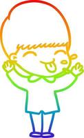 rainbow gradient line drawing cartoon funny boy vector