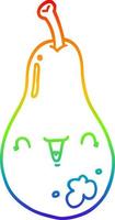 rainbow gradient line drawing cartoon pear vector