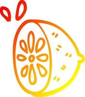 warm gradient line drawing cartoon lime fruit vector