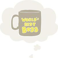 worlds best boss mug and thought bubble in retro style vector