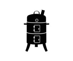 icono de vector de fumador de parrilla de barbacoa de carbón redondo