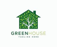 Green House Logo Design Template. Farm House Logo Vector Template.