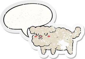 cartoon dog and speech bubble distressed sticker vector