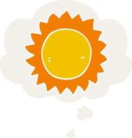 cartoon sun and thought bubble in retro style vector