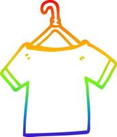 camiseta de dibujos animados de dibujo de línea de gradiente de arco iris en percha vector