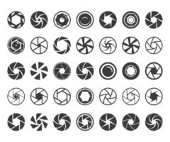 Camera Shutter Icon Set High Resolution. Camera Lens Diaphragm Optic Lenses Focus Icon Set Vector Template.