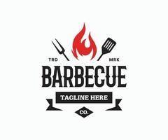 Barbeque Logo Design Concept. Grill BBQ Vector Logo Design Template.