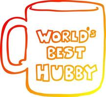warm gradient line drawing worlds best hubby mug vector