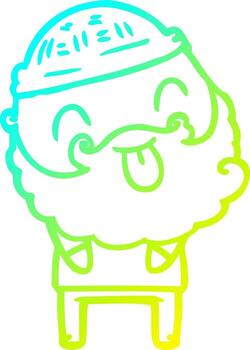 cold gradient line drawing man with beard sticking out tongue vector