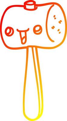 warm gradient line drawing cartoon mallet