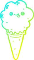 cold gradient line drawing cartoon ice cream vector