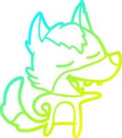 cold gradient line drawing cartoon wolf laughing vector
